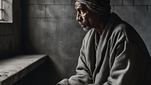 سجين معتقل مع طعام شحيح 